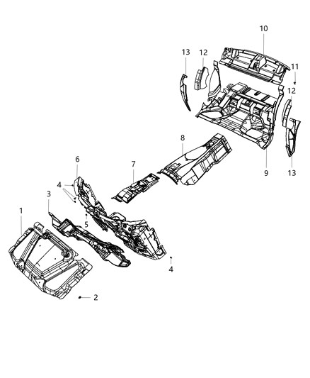 Silencer Dash And Cowl Sides Diagram for 68166411AE