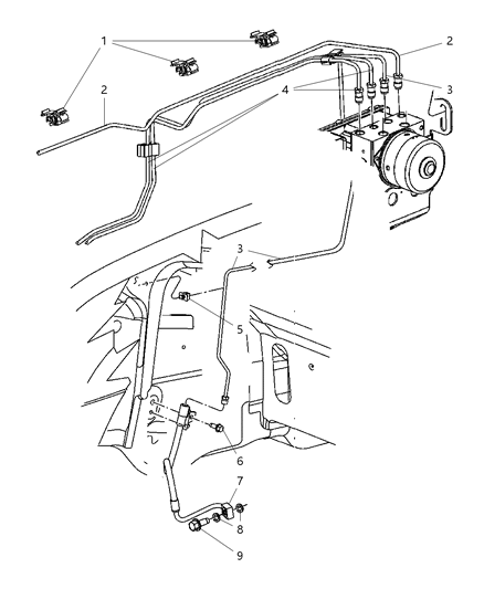 2022 Jeep Grand Cherokee L Bundle Fuel And Brake Tube Diagram for 52124240AC