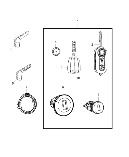 Key Blank With Transmitter Diagram for 68355617AA
