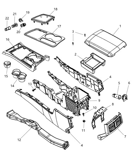 1990 Dodge B150 Mat Floor Console Diagram for 68066742AA