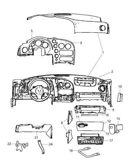 Bezel Instrument Panel Center Diagram for XT231X9AA