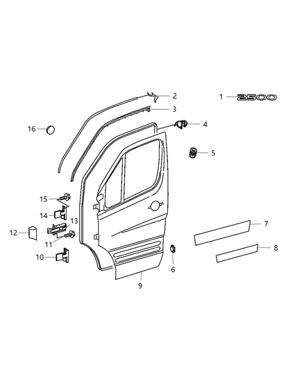 2008 Dodge Sprinter 2500 Check Front Door Diagram for 68009966AA