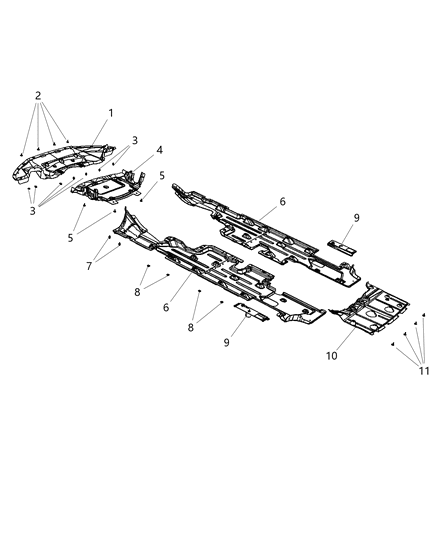 Belly Pan Front Diagram for 57010303AE