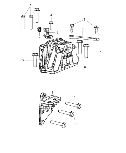 2001 Dodge Durango Bracket Engine Mount Diagram for 68081449AA