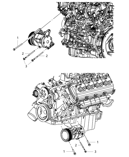 2001 Dodge Ram 2500 Bracket A / C Compressor / Idler Pulley Diagram for 68148383AA