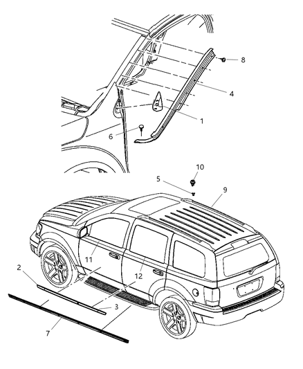 Molding Rear Door Diagram for 55078068AB