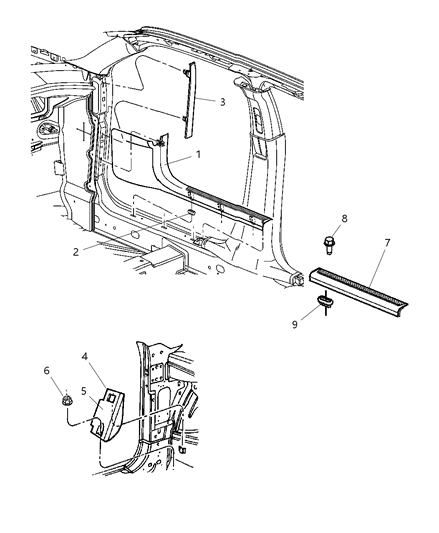 2000 Chrysler Voyager Support Footrest Diagram for 4698975AB