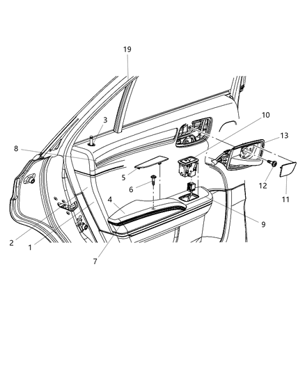 Applique Rear Door Diagram for 68110825AA
