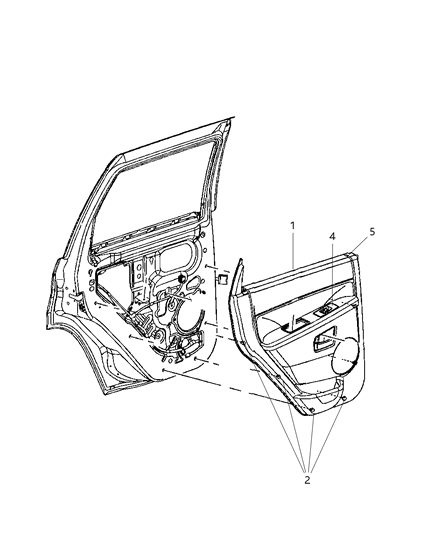 Panel Rear Door Trim Diagram for 1PF031DVAA