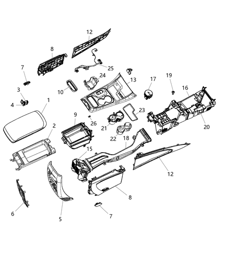 Wiring Console Rear Harness Diagram for 68214622AA