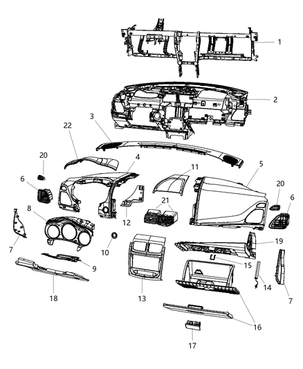 Instrument Panel Base Panel Diagram for 1SQ77DX9AD