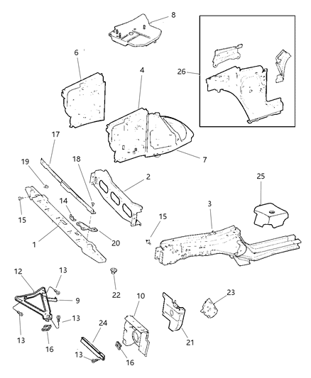 2010 Chrysler 300 Panel, Front Wheelhouse Rear, Right Hand Drive, Inner Diagram for 55175637