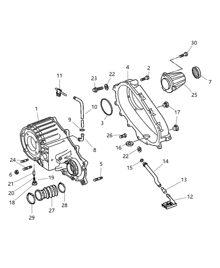 Case Transfer Front Diagram for 5080303AA
