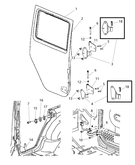 1986 Dodge D350 Door Rear Diagram for 68079599AB
