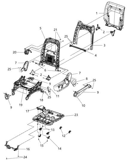 Shield Seat Adjuster Diagram for 1UN811D3AA