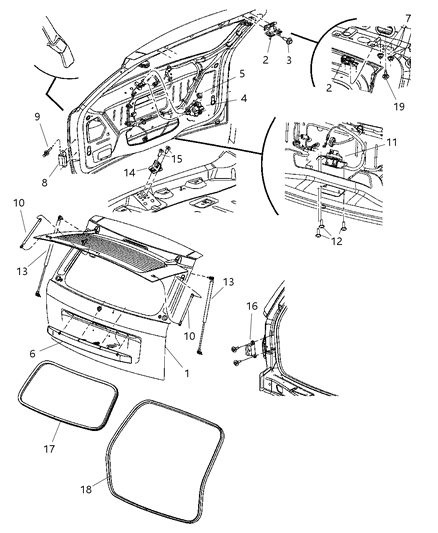 Weatherseal, Liftgate Diagram for 68029995AB