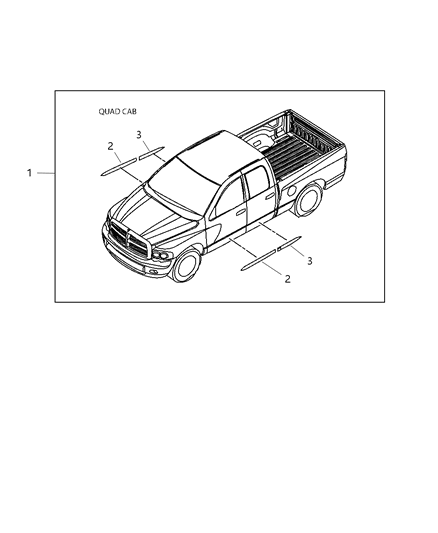 2011 Ram Dakota Decoration Kit Bodyside Diagram for 82208749