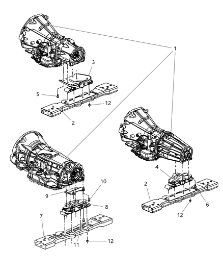 Bracket And Insulator Transmission Support Diagram for 52129170AE