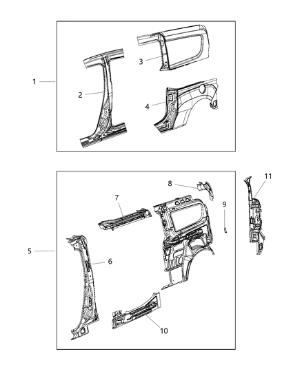 1986 Jeep Comanche Panel Rear Corner Diagram for 68259319AA