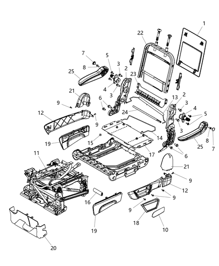 2001 Chrysler 300M Shield Fold Flat Diagram for 1AL931K2AB