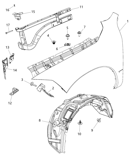 1996 Dodge Stealth Panel Fender Diagram for 68054339AH
