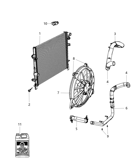 2004 Chrysler Town & Country Antifreeze Coolant Gallon Diagram for 68104494AA