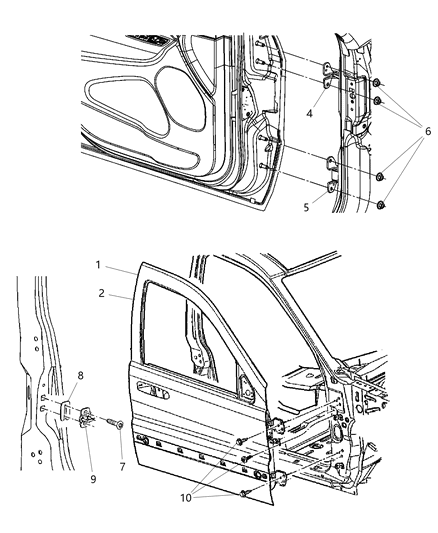 2007 Dodge Caravan Door Front Diagram for 55369463AL