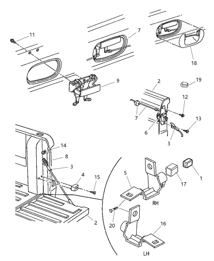 2004 Chrysler Crossfire Tailgate Diagram for 55274915AB