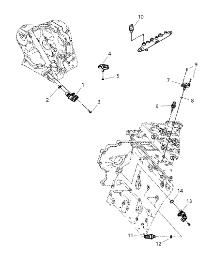 Sensor Engine Speed Camshaft Position Sensor (Diesel Engine) Diagram for 5093101AA