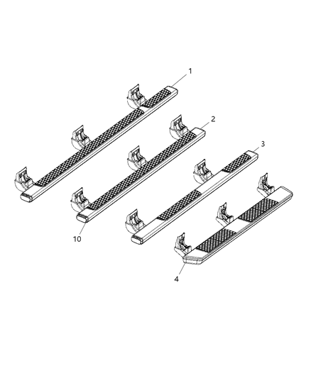 Step Kit Tubular Side Diagram for 68144258AC