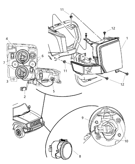 Lamp Headlamp Parking And Turn Diagram for 55396537AF