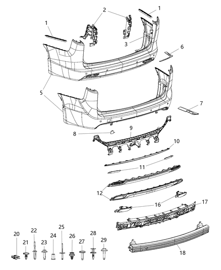Bracket Bumper Diagram for 68229239AB