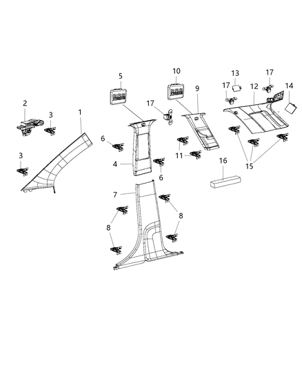 Clip Trim Diagram for 68045440AA