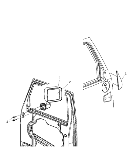 1985 Jeep J10 Mirror Outside Manual Diagram for 55077968AD