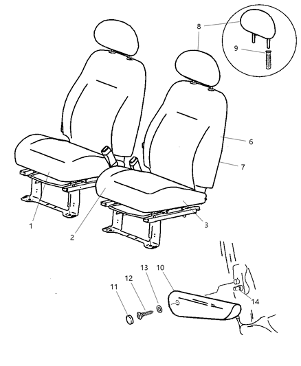2001 Chrysler PT Cruiser Cover Front Seat Cushion Diagram for UL871FLAA