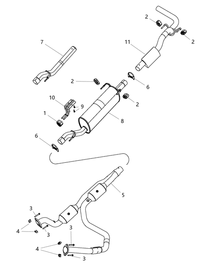 Muffler Exhaust Diagram for 68307366AA