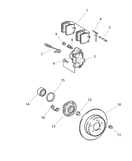 1999 Dodge Durango Hub Rear Wheel Diagram for 5140608AA