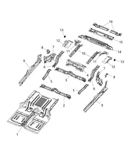 Sill Front Floor Diagram for 68298762AB