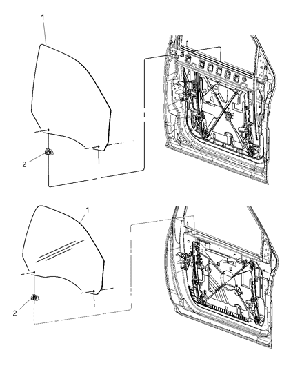 2018 Ram 1500 Clip Door Glass Front Diagram for 55372961AC