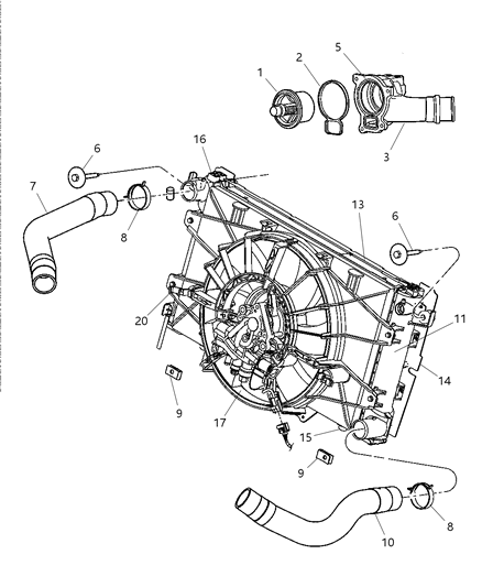 1985 Jeep Wagoneer Hose Radiator Outlet Diagram for 5264986AB