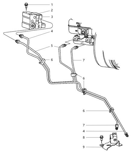 2010 Chrysler PT Cruiser Tube Brake Master Cylinder To Rear Wheel Anti-Lock Secondary Diagram for 52013176AH