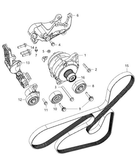Tensioner Belt Diagram for 4891595AD