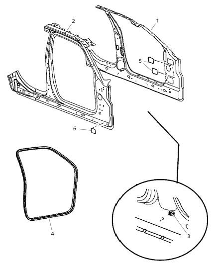 2006 Chrysler 300 Panel Bodyside Aperture Front Outer Diagram for 5135904AF