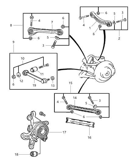 2002 Dodge Durango Bushing Control Arm Diagram for 5114234AA