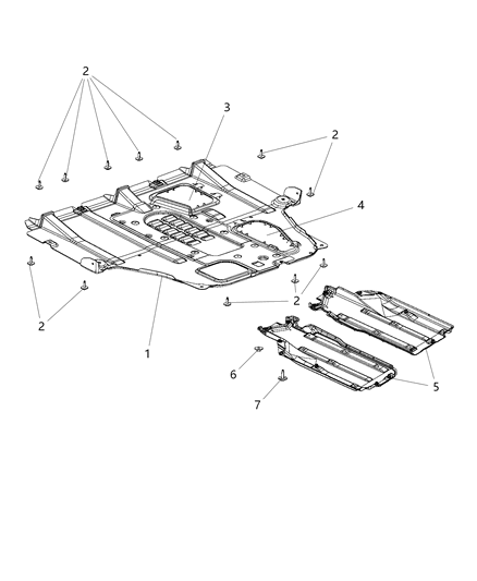 2001 Chrysler Sebring Belly Pan Front Diagram for 68082724AG