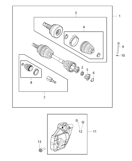 2017 Jeep Renegade Support Axle Shaft Diagram for 68254569AA