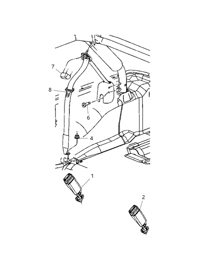 1987 Dodge D250 Seat Belt Rear Outer Diagram for 5KP121DVAB