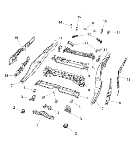 Crossmember Rear Suspension Diagram for 68193546AA