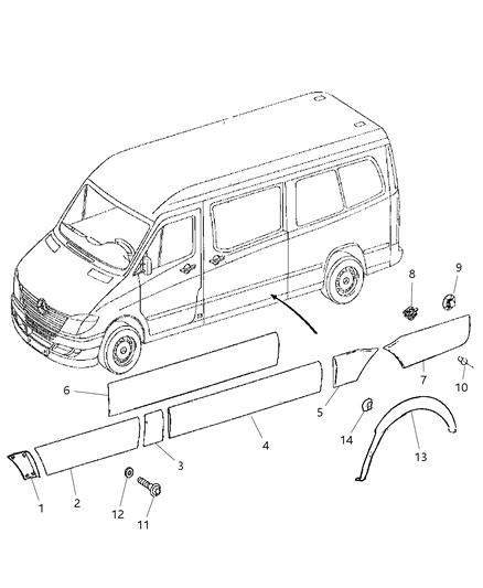 Molding Sliding Door Diagram for 1HB62P01AA