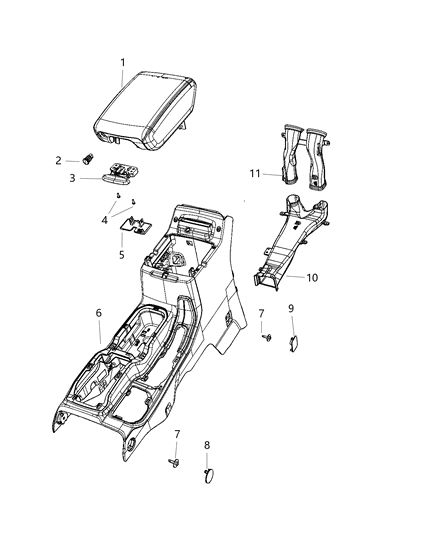 2021 Jeep Gladiator Armrest Console Diagram for 6AC671V5AH